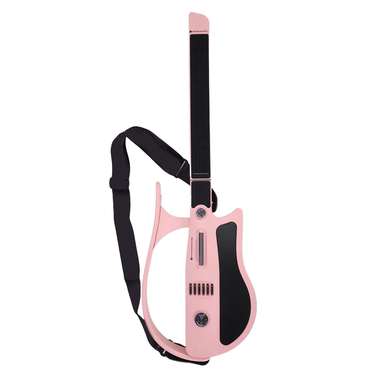 Luocute Chitarra Intelligente Senza Corde, Chitarra da Viaggio Pieghevole con App Fogli di Accordi Interattivi e Drum Machine Integrato per Principianti Adulti Adolescenti Rosa