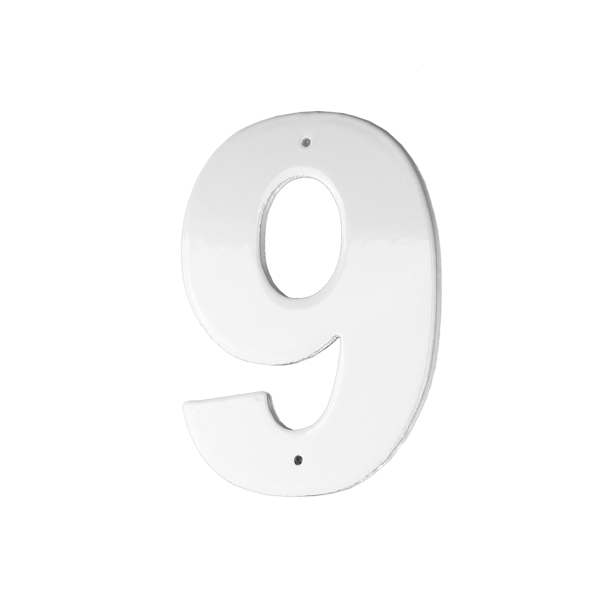 Montague Metal Products 4" Aluminum House Number 9 Outdoor Plaque, Medium, White