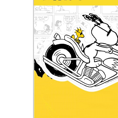 Image of Peanuts Snoopy Motorcycle Adhesive Vinyl Decal - Fun Snoopy Sticker for Bike, Helmet, or Toolbox