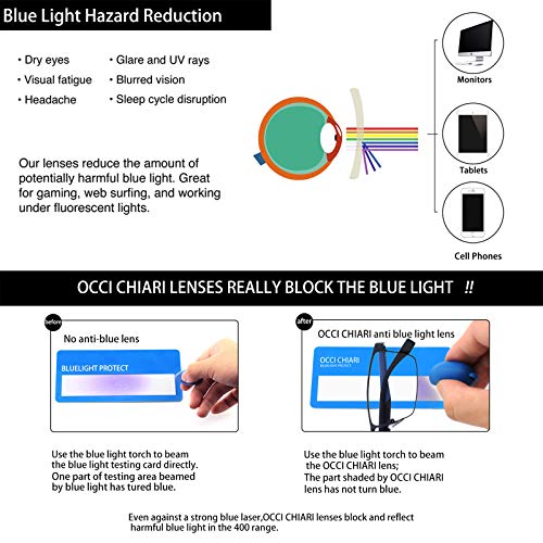 Occi Chiari Blue Light Filter Computer Glasses For Mens Rectangle Eyewear Clear Optical Eyeglasses Frame (Blue 2) #TOP1