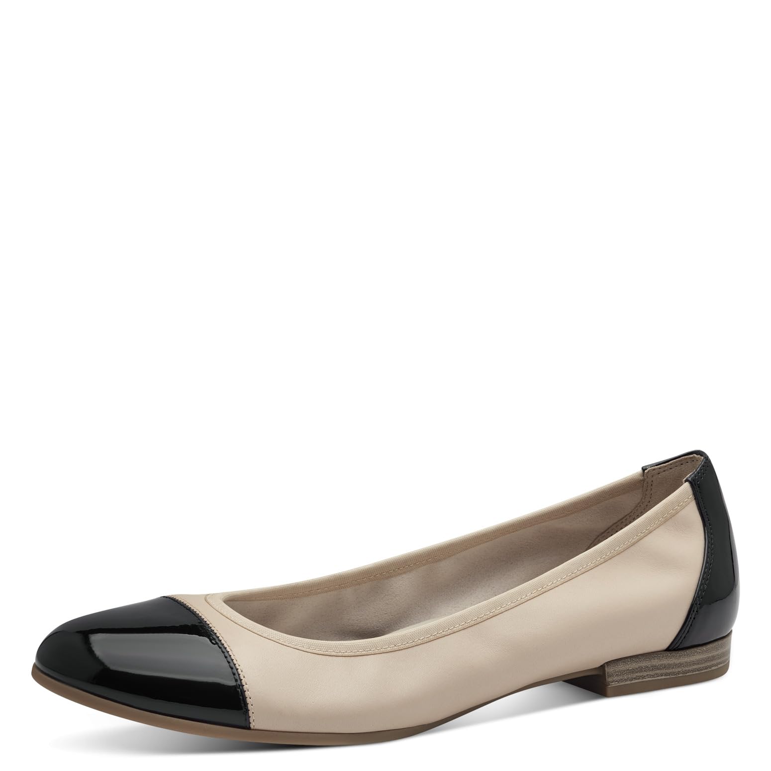 Tamaris Leather Ballet Flats Women's Nude Black Size 41 (7)