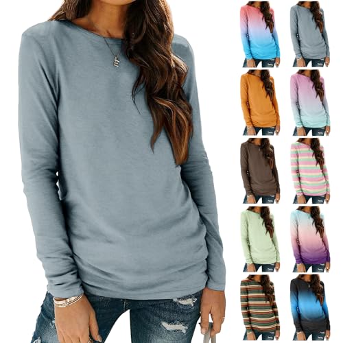 10 Pack Long Sleeve Shirts for Women - Crew Neck