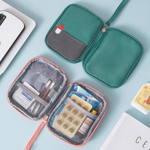 Image of ARURA (LABEL) Oxford Cloth Medicine Bags, Travel First Aid Box, Empty First Aid Kit Waterproof Medicine Storage Box, First Aid Pouch for Home, Office, Travel, Camping, Hiking (Small), Green