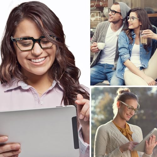 Image of Blue Light Blocking Glasses, TR90 Rectangle Computer Glasses With Anti Eyestrain & UV Glare Protection (Black)