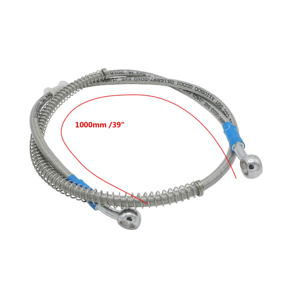 S SYUU 1000mm 100cm M10 Reinforced Hydraulic Brake Oil Hose Line Banjo Fitting Stainless Steel End Braided Cable Compatible with for Motorcycle Pit Dirt Bike Enduro Motocross Street Bikes Sport Bikes