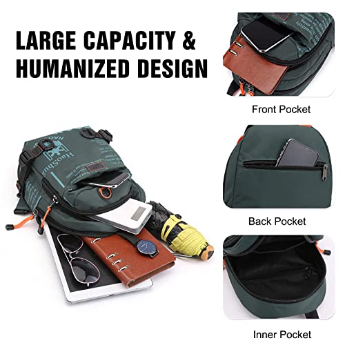 FANDARE Sling Bags Chest Shoulder Bag Casual Daypacks Women Men Crossbody Bags Cover Pack Rucksack Travel Hiking Bicycle Sport Gym Small Daypacks with Earphone Hole & Detachable Shoulder Strap Black - Image 4