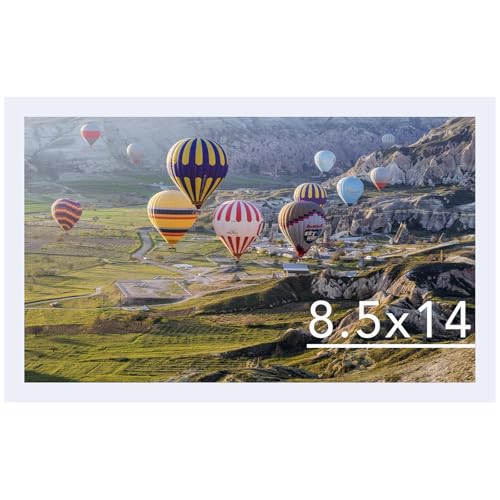 Image of JCJMY 8.5x14 Picture Frame White for Wall Hanging, Wall Mounting Horizontally or Vertically, 8.5 x 14 Wall Gallery Poster Photo Frame with Shatter Resistant Plexiglass, White