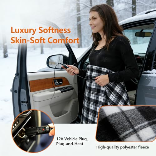 12V Heated Car Blanket, 57x40 with Timer - Image 3