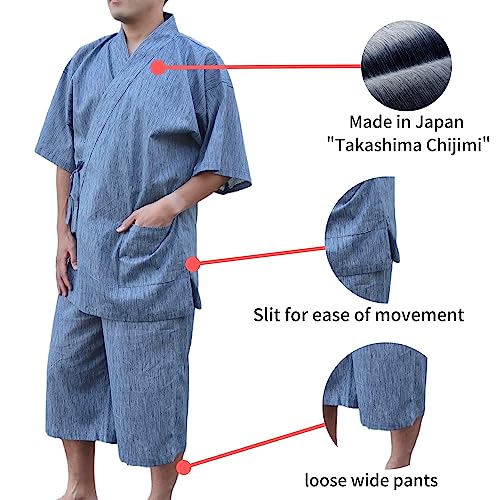 Japan Cool Jinbei Yukata Men's Half-Sleeved Japan Cotton top and Bottom3