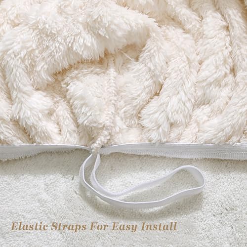 Image of JOKIVTOU Recliner Chair Covers 4-Pieces, Soft, Stretchable, White, Modern Home Decor, Furniture Protector with Elastic Straps Bottom, Storage Pocket on Arm Cover