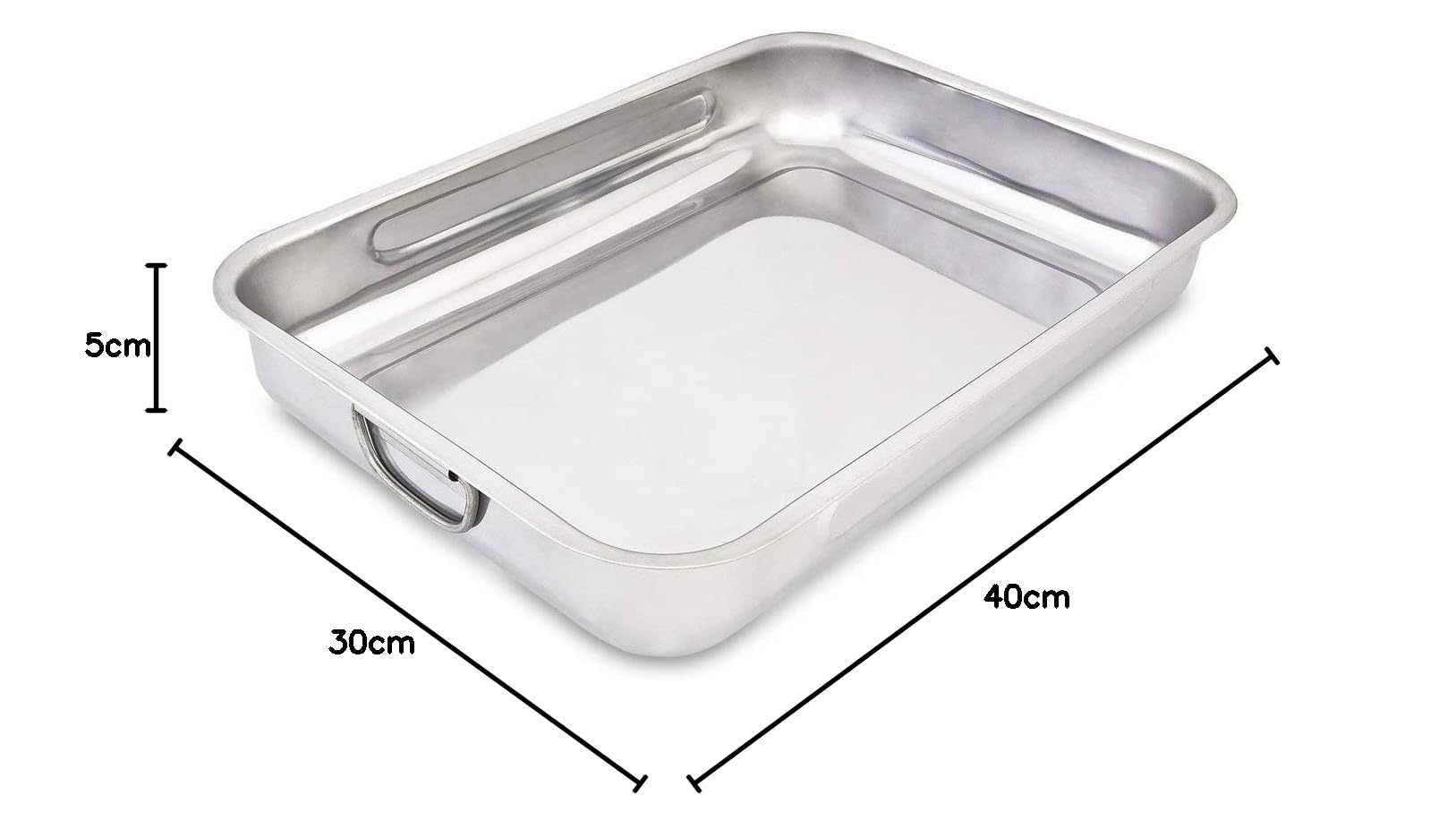 Menax - Set di 2 Teglie da Forno Rettangolari in Acciaio Inox - Stampo per Lasagna, Focaccia, Biscotti - Acciaio