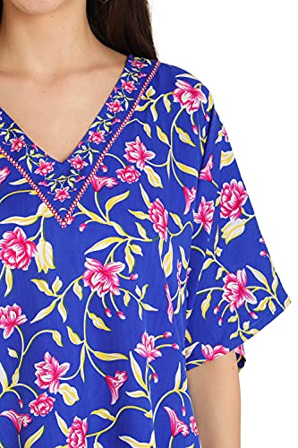 Image of Miss Lavish London Kaftan Dresses for Women Plus Size Long Batwing Sleeve Caftans, V Neck Moo Moo Printed Beach Cover Up Maxi Beach Dress, Bathing Suit Cover-Up Loungewear