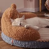 SALALIS Hug Design Legowisko dla Kota Wysokiej Jakości Tkaniny Podwyższone Oparcie Zmywalna Przytulna Podkładka Rozgrzewająca dla Kota na Artykuły dla Zwierząt (Mała Niedźwiedzica)