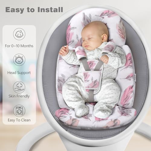 Image of Infant Car Seat Insert, 2-in-1 Reversible Baby Car Seat Head Support with 3 Strap Covers, Breathable Soft Newborn Car Seat Insert and Baby Carseat Cushion for Stroller, Swing, Rocker, Bassinets