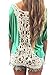 Amstt Women Lace Short Sleeve Blouse Casual Fashion Tank Tops T-shirt Small Green