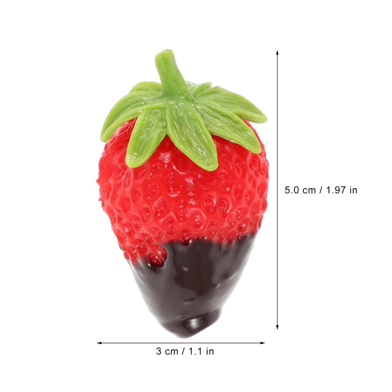 TOYANDONA Realistic Faux Strawberries with Chocolate Dip 4 Pieces Mini Artificial Fruit Decorations for Home Kitchen Party Photography Props Cute Strawberry Embellishments - Image 2