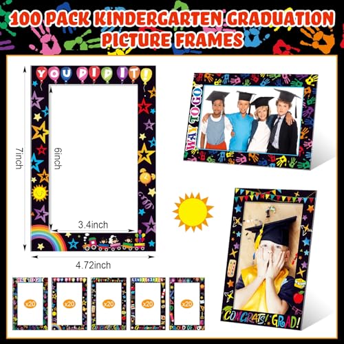 Image of AmazingSpark 100 Pack Kindergarten Graduation Picture Frames 2026 4 x 6 My First Preschool Graduation Picture Frame Gifts Cardboard Photo Display for Kids Boys Girls Students Son