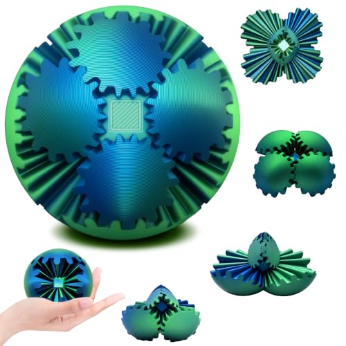 Gear Ball,3D Printed Gear Sphere Fidget Toy(Forest Green, 3.1 Inch)