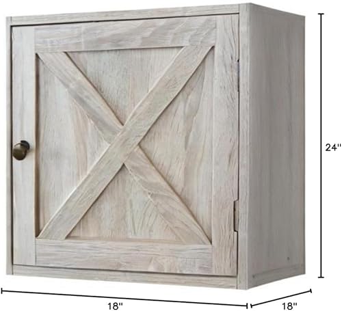 Miniatura 2 de Rainbow Sophia Mesita de noche, mesita de noche de granja con gabinete y estantes, 18 x 18 x 24 pulgadas, roble blanco