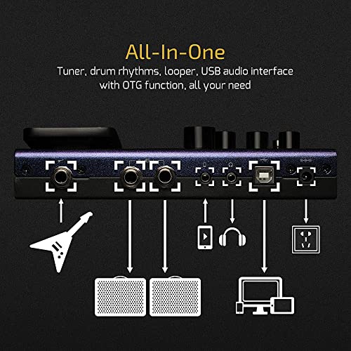 Valeton Multi-Effects with Expression Pedal Guitar Bass Amp Modeling IR Cabinets Simulation Multi Language Stereo OTG USB Audio Interface GP-100 Violet