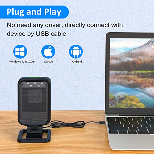 Alacrity 1D/2D Automatic Omnidirectional Desktop Wired Usb Bar Code Scanner Reader,Plug And Play,Handsfree Barcode Scanner For Warehouse thumb #1
