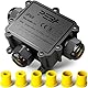 PEBA Abzweigdosen Wasserdicht Verteilerdose IP68 Klemmdose Wasserdichte Kabelverbinder für Aussen Größere 3-Wege Kabelverschraubung 4mm-14mm Schwarz T-Form