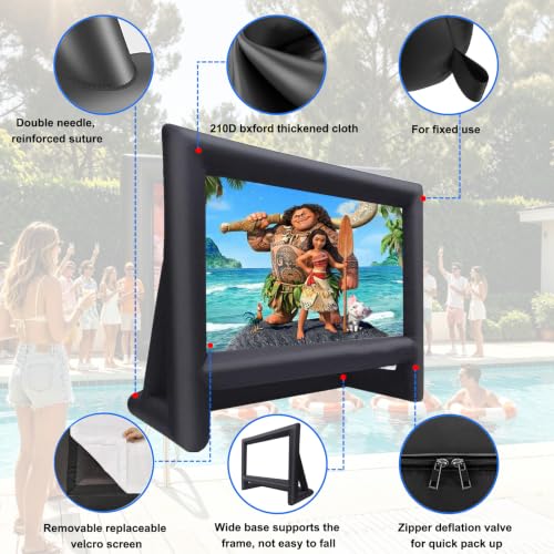 Image of GYUEM 18 feet Inflatable Outdoor Projector Movie Screen - Package with Rope, Blower, Tent Stakes - Portable, Great for Outdoor and Indoor Party Watch Movies