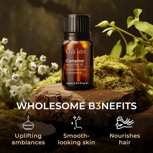 Image of 100% Pure Camphor Essential Oil - 0.34 Fl Oz - Camphor Oil for Hair, Skin, Diffuser, Aromatherapy & DIY Candle Making Scent