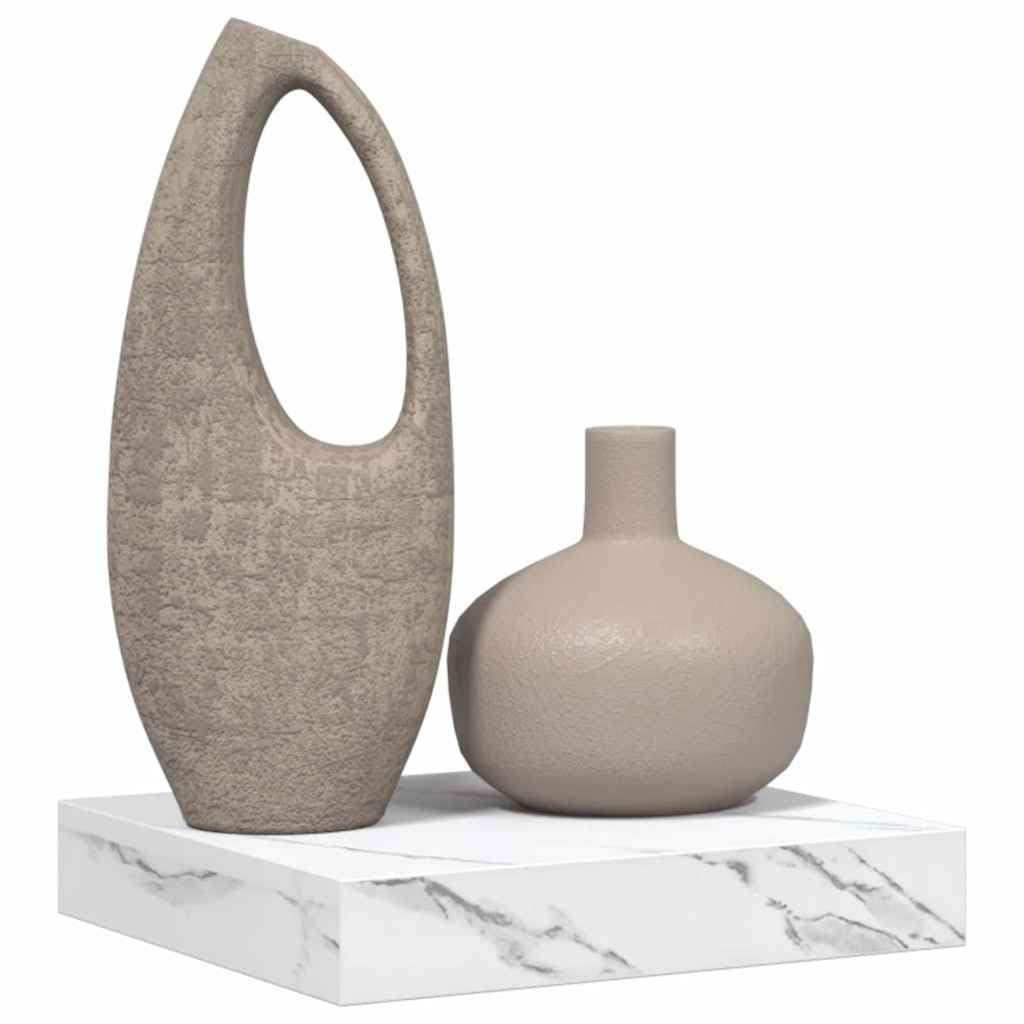 Mensola da parete in marmo bianco, 23 x 23,5 x 3,8 cm, supporto da parete in legno e metallo, decorazione per soggiorno, camera da letto, cucina, bagno, corridoio, ufficio