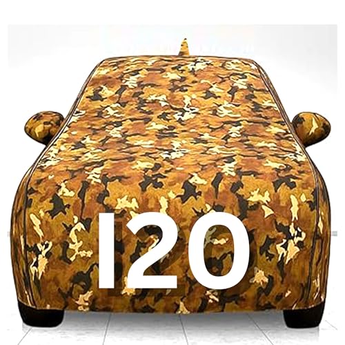 Image of 100% Waterproof Car Cover for i20 UV Protection, Dustproof, Windproof | Custom Fit with Mirror Pockets, Belt & Buckle | All Weather Outdoor Body Cover(Jungle)