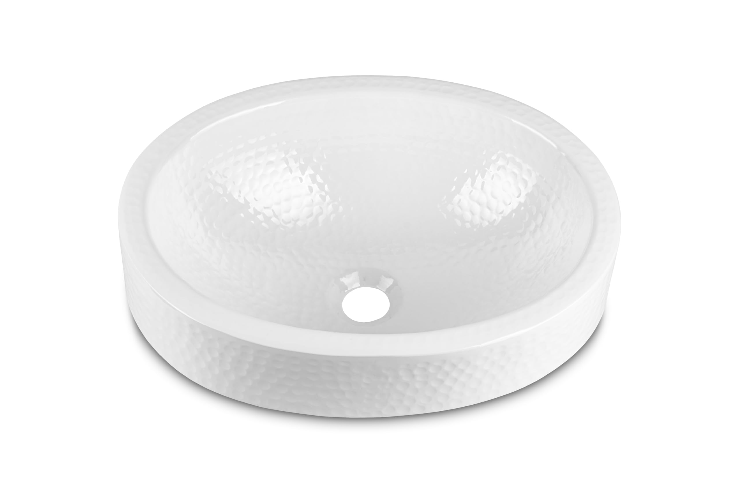 Monarch Abode 17-Inch Hand Hammered Classic White Aluminum Oval Skirted Drop-in Bathroom Sink, Bathroom Sink Drop-in, Top Mount Bath Room Sinks for Powder Room, Home Restroom or Guest Bath