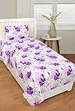 MORADO® Printed Designer Cotton Single Bedsheet with 1 Pillow Cover-White & Purple