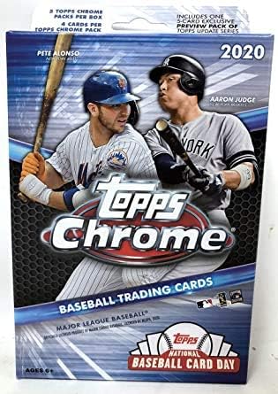 2020 Topps Chrome MLB Baseball HANGER box (20 cards PLUS one 5-card Topps Update Preview pack)