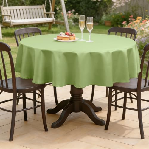 Romanstile Mantel Redondo Antimanchas 80 cm de Diámetro Verde Mantel Mesa Exterior Impermeable Jardin de Poliéster Manteles Protector Centro de Mesa Comedor para Primavera Verano Terraza Cocina Café