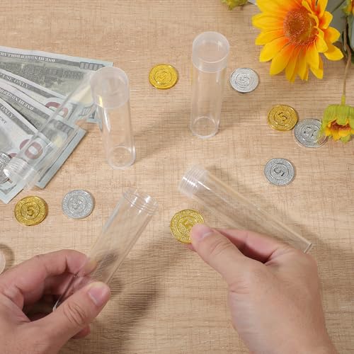 50 tubos para monedas transparentes con tapa roscada 0.79 pulg diam. miniatura 4
