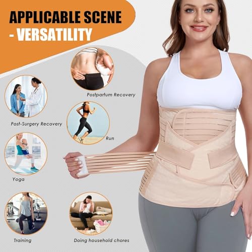 Image of 3-IN-1 Post Maternity or postpartum belt after delivery /c -section belt postpartum after Delivery Adjustable, Beige,One Size