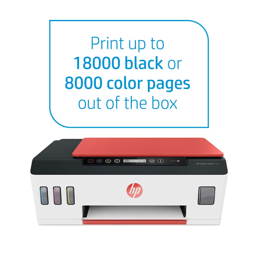 HP Smart Tank 519 Wireless, Print, Scan, Copy, All In One Printer, Print up  to 18000 black or 8000 color pages - Red/White [3YW73A]: Buy Online at Best  Price in UAE - Amazon.ae