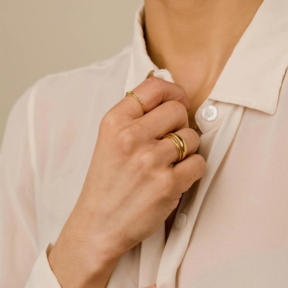 CAITLYNMINIMALIST 18K Gold 2 Piece Stacking Ring Set Jewelry for Women Gift for Her
