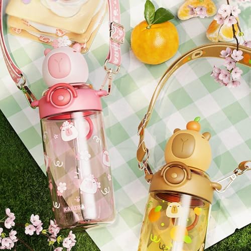 Botella de agua de capibara antiderrames con Tritán infantil 7