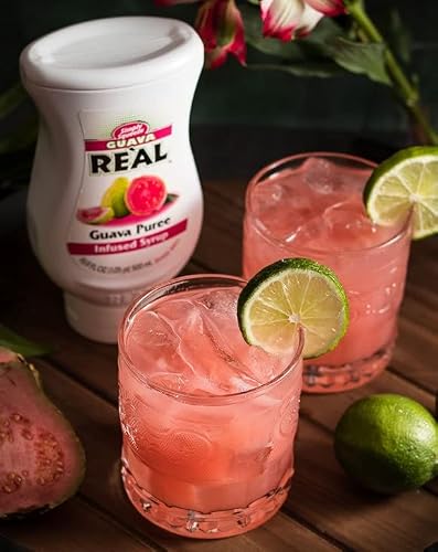 Guava Reàl Infused Exotics, Guava Fruit Puree Infused Syrup, 16.9 FL OZ Squeezable Bottle (Pack of 3)