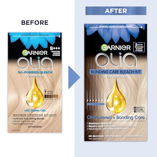 Garnier Hair Color Olia Ammonia-Free Brilliant Color Oil-Rich Permanent Hair Dye, B+++ Bleach Blonde Extreme, 2 Count (Packaging May Vary) - Image 3