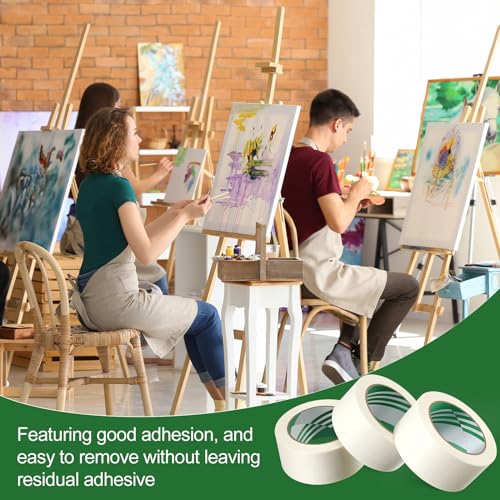 Image of Frienda 12 Rolls Wide Masking Tape 2 Inches x 50 Yards Painters Tape General Purpose Painting Tapes Bulk Easy to Remove for Home School Office Painting Labeling DIY Art and Crafts (Beige White)