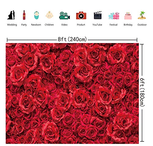 Fondo Fotográfico Floral Rojo 8x6ft para Fotografía miniatura 6