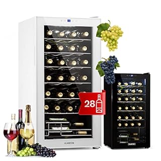 KLARSTEIN Cantinetta Vino Design, Cantinetta Vino Refrigerata a Zona Singola per Vino Rosso, Bianco e Birra, Controlli Touch, Frigo Vino Cantinetta per Esterno/Interno, 5-18°C, 74L, 28 Bottiglie