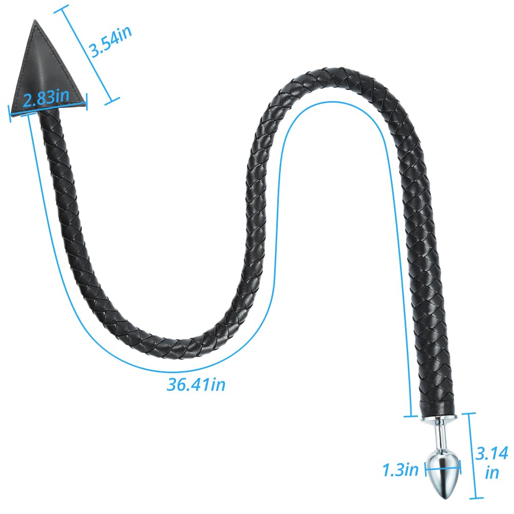 Metal Butt Plug with Devil Tail Cosplay Anal Tail Sex Toys SM Masturbation Anal Plug for Women Men Couples Lover Sex Love Games Anal Stimulator Personal Massager Anal Sex Trainer Black
