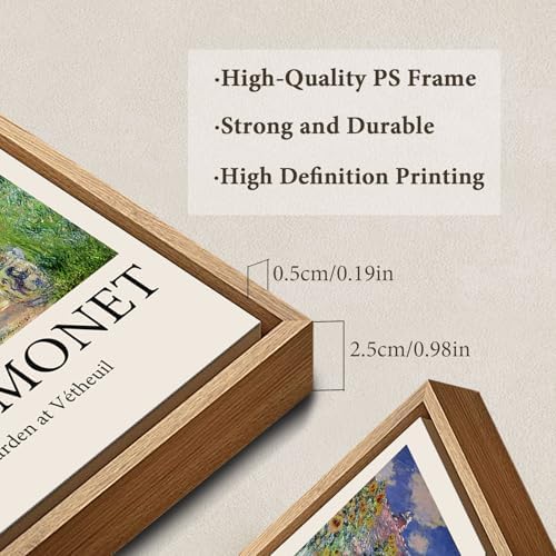 Eliko Claude Monet Framed Canvas Wall Art,The Artist's Garden at Vetheuil Painting Framed Wall Art, Impressionist Famous Oil Painting Reproductions for Living Room Office Classroom Wall Decor -16x24in — view 2