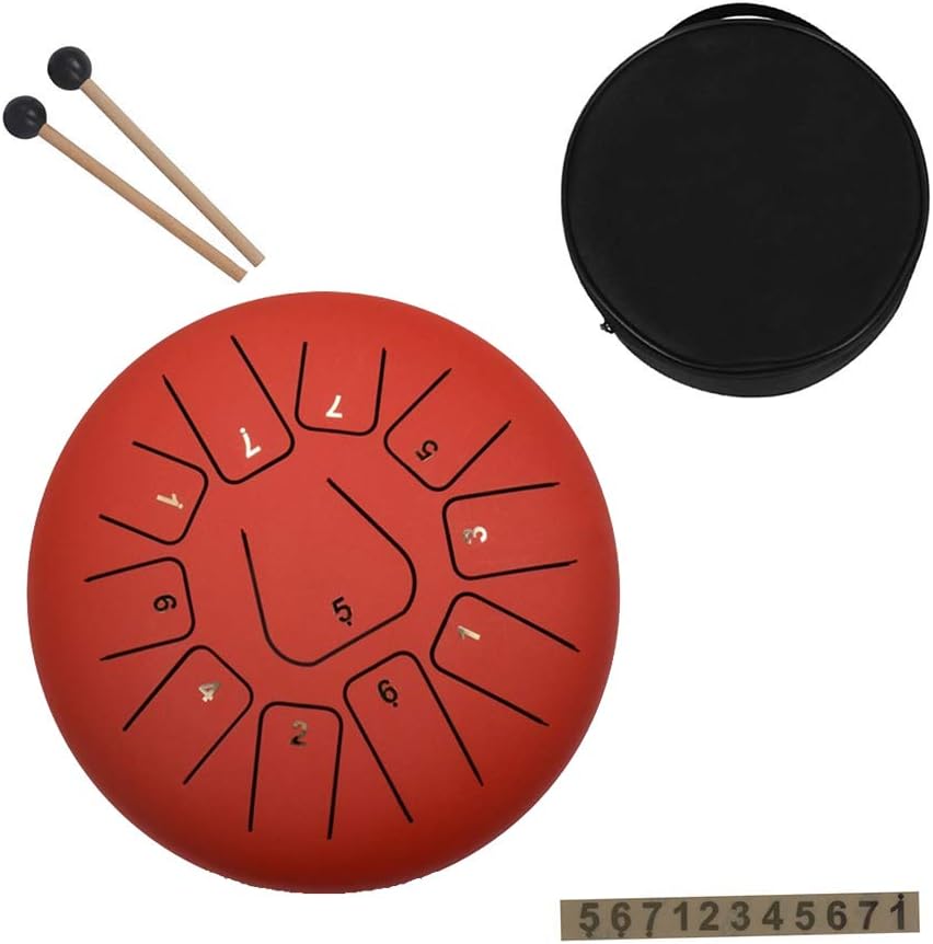 WGE Mini 12 Inches 11 Notes Tongue Drum Steel Pan Hang Drum Percussion with Padded Travel Bag Drum mallets