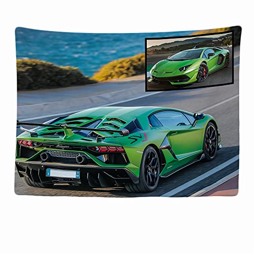 Ulticool Bugatti Auto - Alfombra de pared (200 x 150 cm, gran tapiz, póster de tela, accesorios para dormitorio, sala de estar, dormitorio infantil, color verde