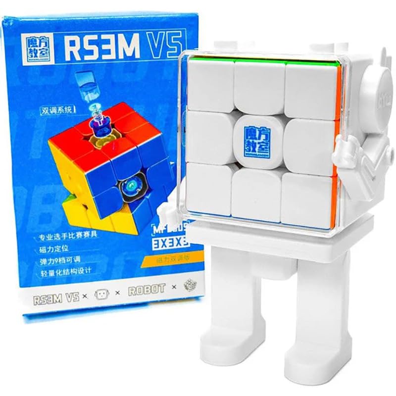 Image of HAWKISTER all ages Moyu RS3M V5 2023 Magnetic Dual Adjustment 3X3 Speed Cube With Robot Display Box, Professional 3X3X3 Puzzle Cube Stickerless RS3M V5 Magnetic Cube (Magnetic Dual Adjustment)