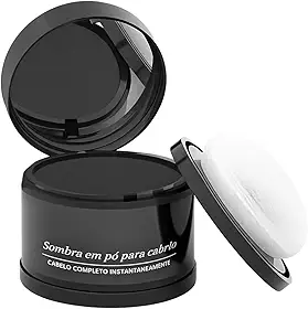 Maquiagem em Pó para Retoque Capilar, Cobertura para Calvície e Correção de Manchas Brancas. (preto)